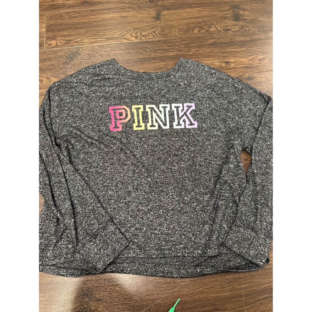 PINK Victoria's Secret Gray Marl Long Sleeve Sleep Top